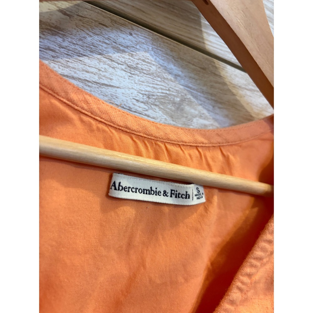 Abercrombie & Fitch Orange Linen Blend Tie Front Crop Top Vest Womens Small - Picture 4 of 7